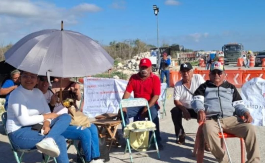 Ejidatarios frenan obras del Tren Maya en Yucatán (15/02/2026). Foto: Especial