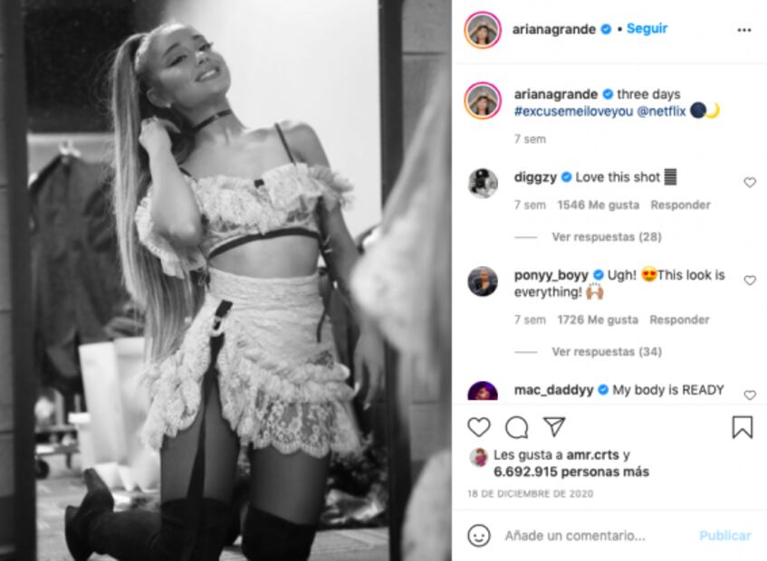 Ariana Grande enloquece a sus fans en lencería de encaje 