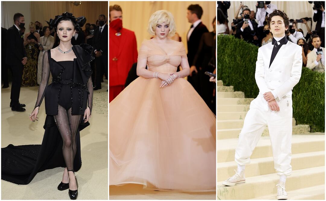 Maisie Williams,  Billie Eilish y Timothée Chalamet. Fotos: AFP 