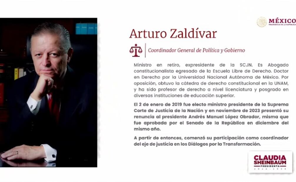 Arturo Zaldívar Lelo de Larrea, próximo coordinador de Política y Gobierno en Presidencia con Sheinbaum. Foto: Captura de pantalla