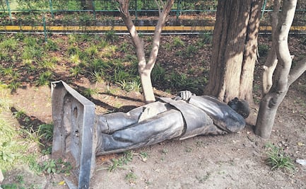 Cultura responde sobre estatua de Calderón: permanecerá en el piso para que no la tire otro árbol