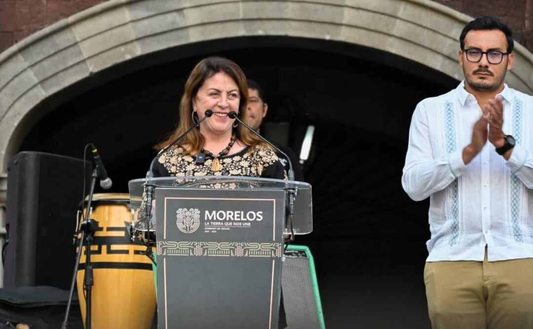 Gobernadora de Morelos Margarita González Saravia, emite decreto para cambiar nomenclatura de la “Plaza de Armas” a “Plaza General Emiliano Zapata Salazar” (10/04/2025). Foto: Especial
