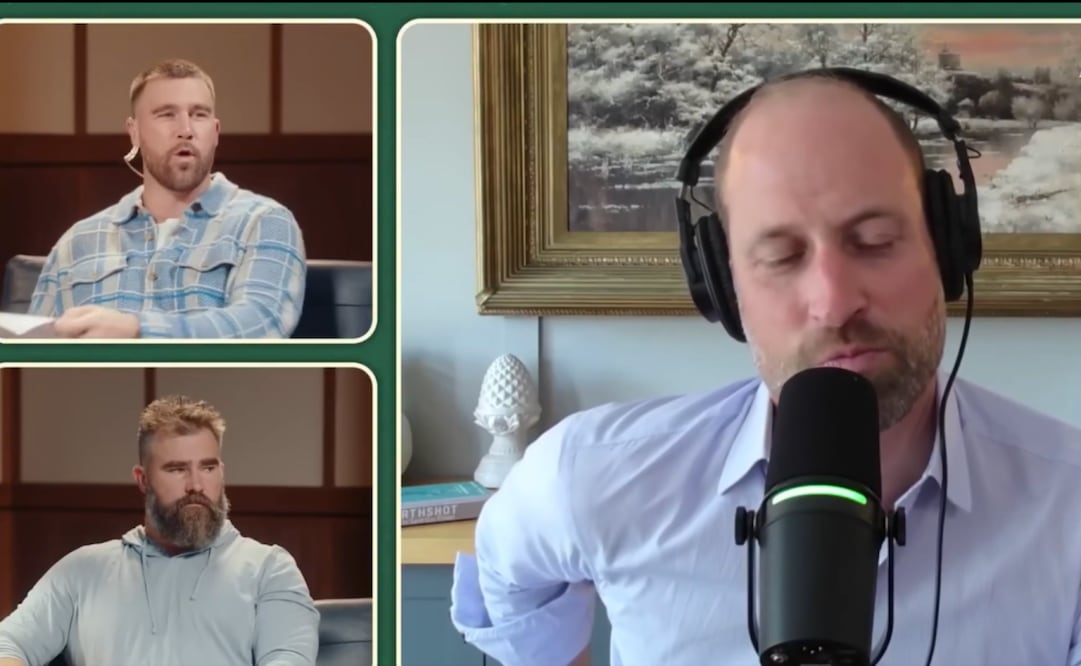 Travis Kelce y el príncipe William durante la grabación del pódcast en el que habló sobre la familia real, el fútbol y la selección inglesa. (03/07/2026) Foto: Captura de pantalla
