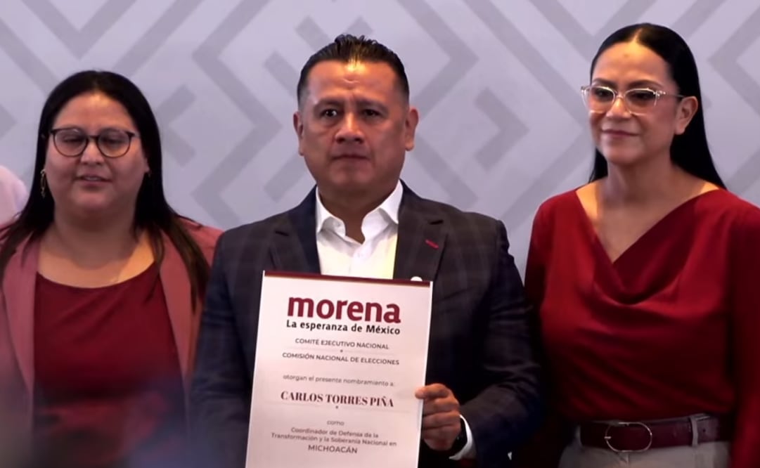 Nombran a Carlos Torres Piña como el coordinador de transformación en Michoacán (14/09/2026). Foto: Captura de pantalla Citlalli Hernández