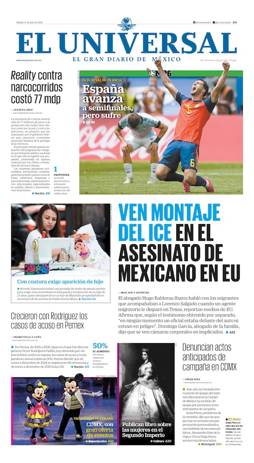 Portada impresa del 11 de julio de 2026