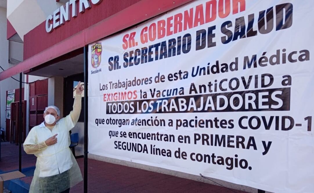 Personal del sector salud del estado, reclamo el suministro de insumos, pago de bonos y la aplicación de la vacuna. Foto: Cortesía