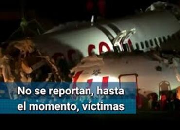 Avión se sale de pista al aterrizar y se parte en tres en Estambul