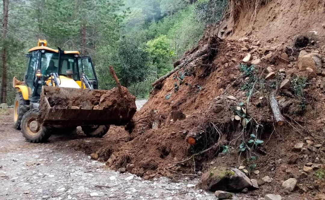 Trabajos de limpieza luego de afectaciones en carreteras tras las intensas lluvias en Hidalgo (02/07/2025). Foto: Especial