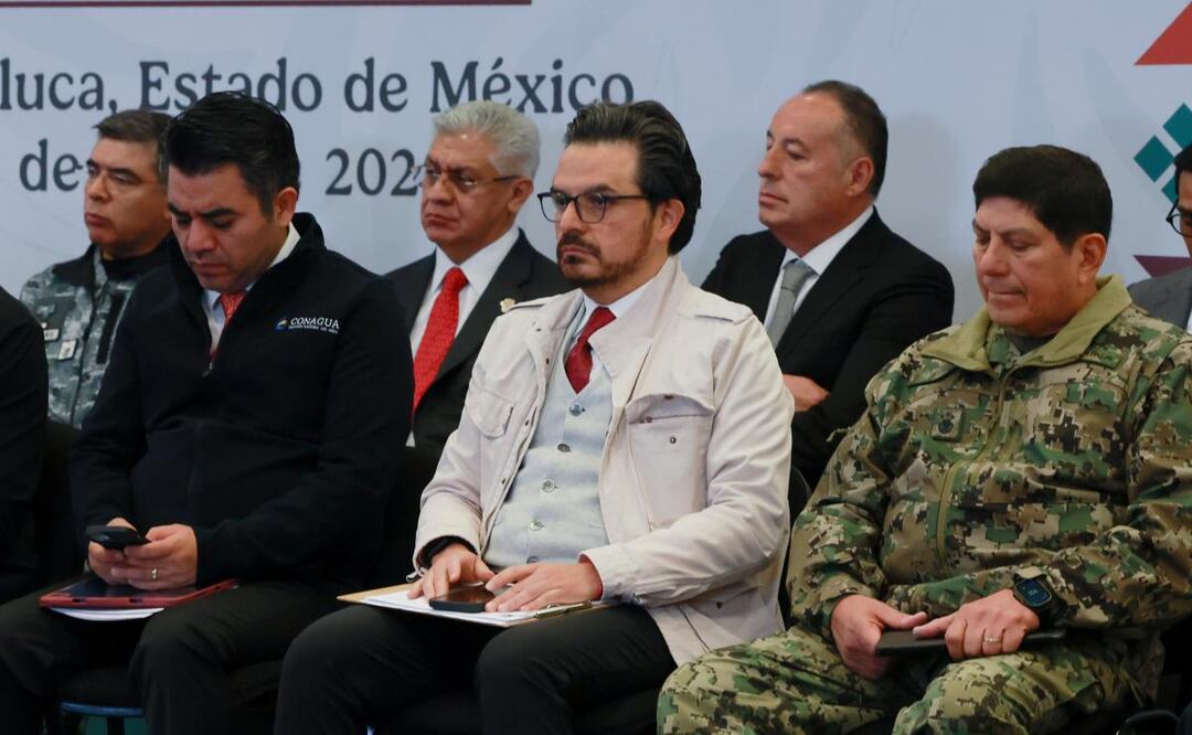Zoé Robledo, director del IMSS, durante la conferencia de prensa de la presidenta Claudia Sheinbaum desde Toluca, Edomex (22/07/2026). Foto: Alejandro Vargas