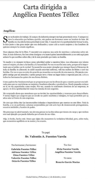 Padre de Angélica Fuentes balconea "mentiras y calumnias" en libro de su hija