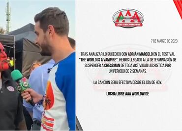 Triple A suspende al luchador Chessman tras golpear a Adrián Marcelo