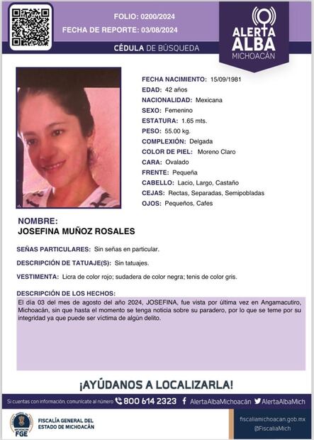 Josefina Muñoz Rosales,  víctima de desaparición.