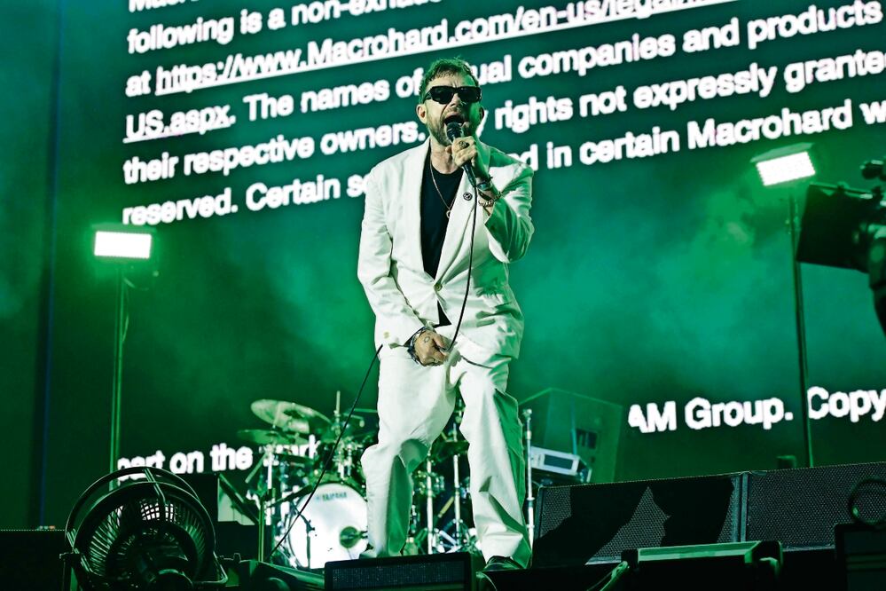 Damon Albarn, de Blur, en el escenario durante el Festival de Música y Artes en el Empire Polo Club en Indio. Foto: Valerie Macon | AFP