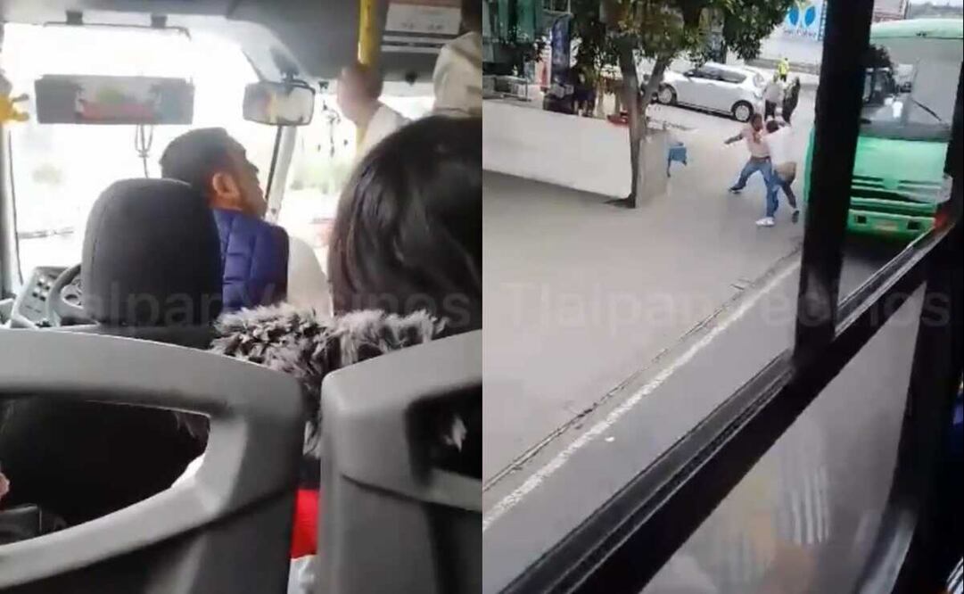 En redes sociales circula un video de la trifulca entre dos conductores de transporte público en la alcaldía Tlalpan. Foto: captura de video 