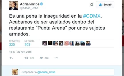El comediante Adrián Uribe denuncia asalto dentro de restaurante