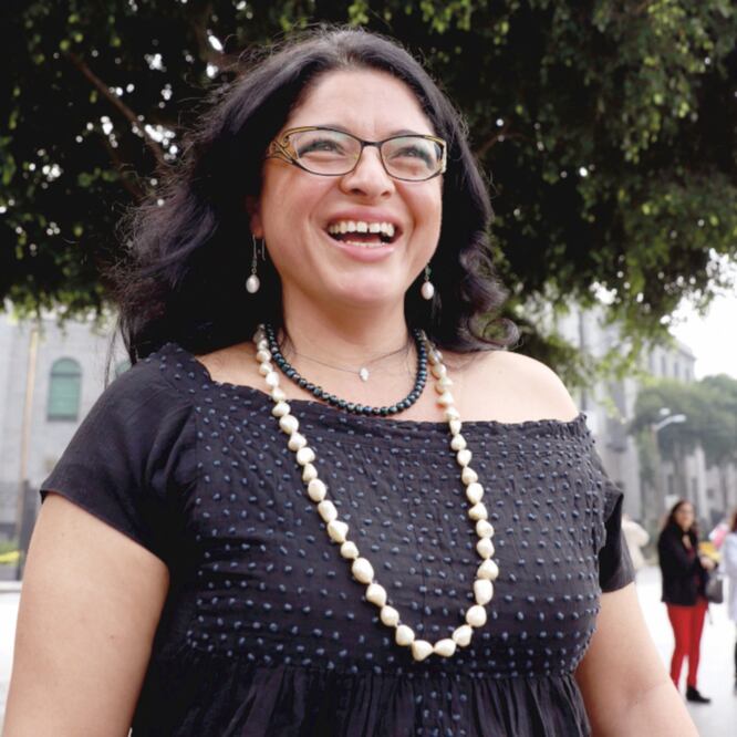 Alejandra Frausto, ayer, tras el inicio de las mesas “El poder de la Cultura”. BERENICE FREGOSO. EL UNIVERSAL