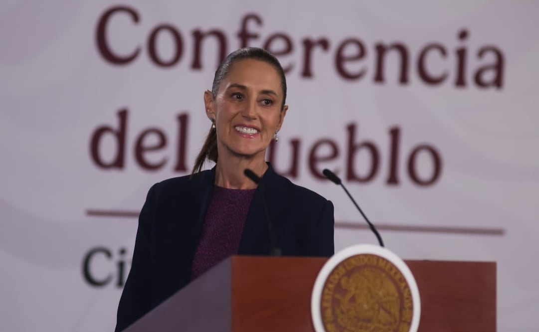La presidenta Claudia Sheinbaum en la “Mañanera del Pueblo” del 26 de agosto de 2026 en Palacio Nacional. Foto: Carlos Mejía/ EL UNIVERSAL