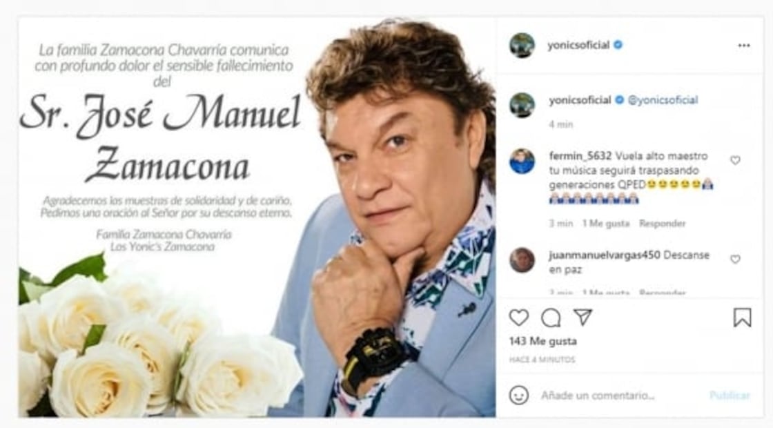 Ya vacunado, muere de Covid vocalista de Los Yonic´s