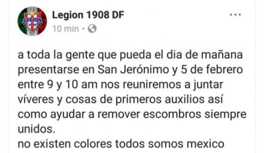 Barras del futbol mexicano se unen por México
