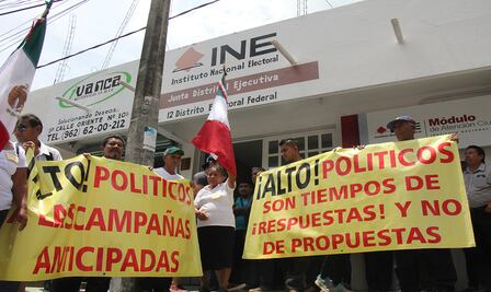 Protestan por actos anticipados de campaña en Chiapas