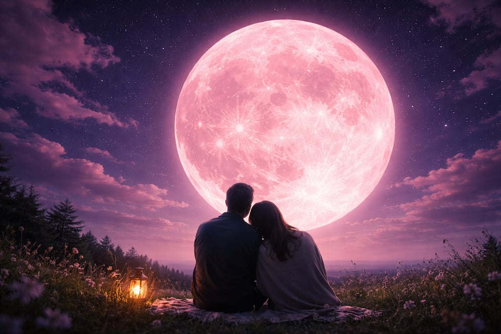 Conoce estos consejos prácticos para que puedas observar la Luna Rosa de abril 2026 de la mejor manera. Foto: Creada con IA (ChatGPT)