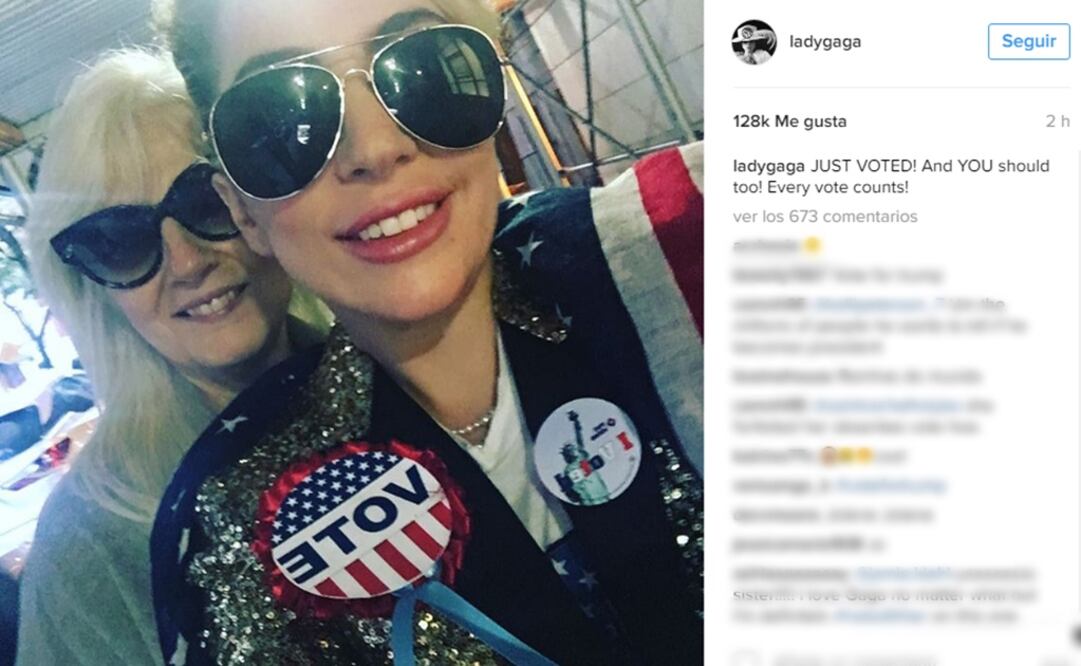 Lady Gaga votó en la ciudad de Nueva York  FOTO: INSTAGRAM