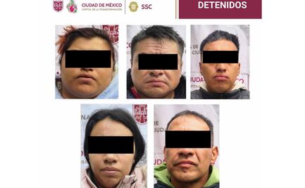Caen 5 presuntos integrantes de "Los Mojarras" en Tlalpan; están acusados de venta de drogas al menudeo, extorsiones e invasión de predios
