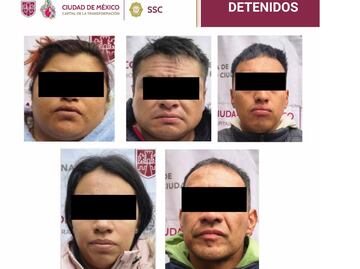 Caen 5 presuntos integrantes de "Los Mojarras" en Tlalpan; están acusados de venta de drogas al menudeo, extorsiones e invasión de predios
