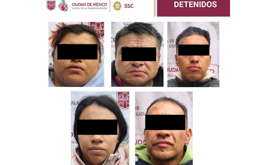 Detenidos en calles de San Miguel Topilejo, Tlalpan por delitos de venta de drogas, extorsiones e invasión de predios (21/06/2025). Foto: Especial