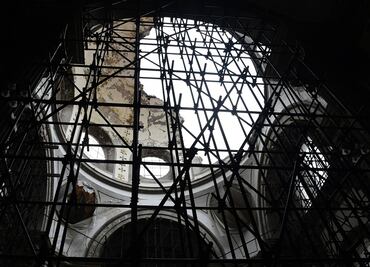 "Oremos para que la reconstrucción continúe", rezan junto a iglesia de Nuestra Señora de los Ángeles, dañada en 2017