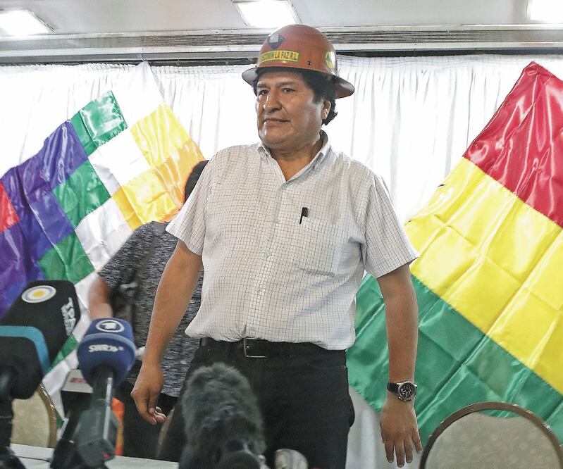 El exmandatario Evo Morales durante una conferencia de prensa en Argentina. Foto: ALEJANDRO PAGNI. AFP