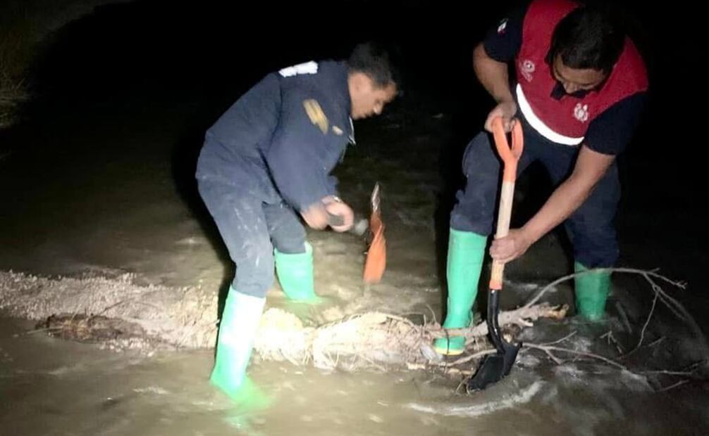 Elementos de seguridad contienen el canal (06/01/2025). Foto: Especial