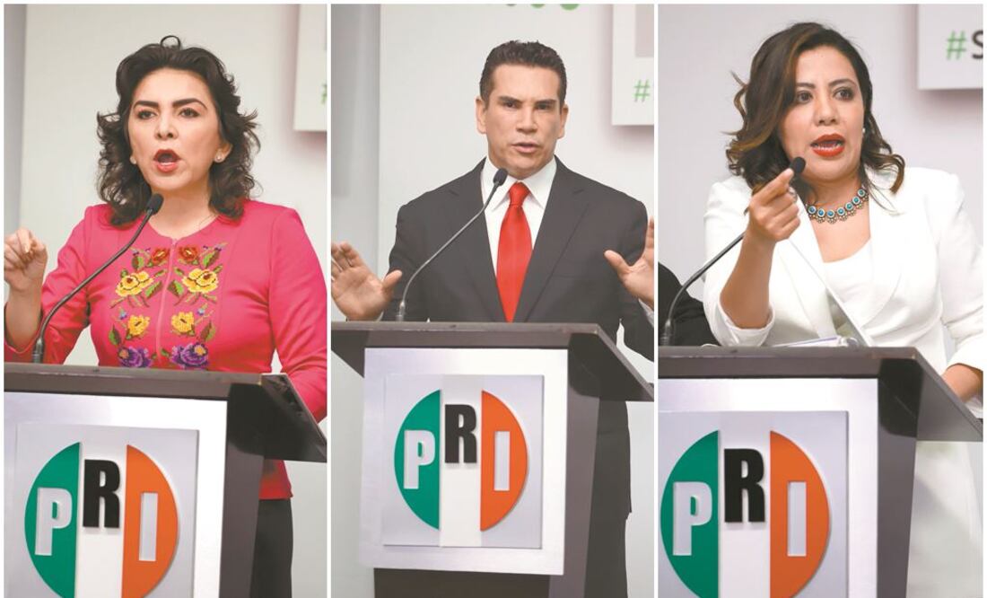 Durante 90 minutos, los candidatos a la dirigencia nacional del Partido Revolucionario Institucional Ivonne Ortega, Alejandro Moreno y Lorena Piñón, debatieron sobre el futuro del tricolor y lanzaron descalificaciones entre sí. FOTOS: BERENICE FREGOSO
