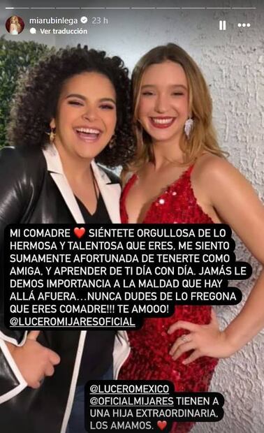 Lucero Mijares recibe solidaridad de Mía Rubín.