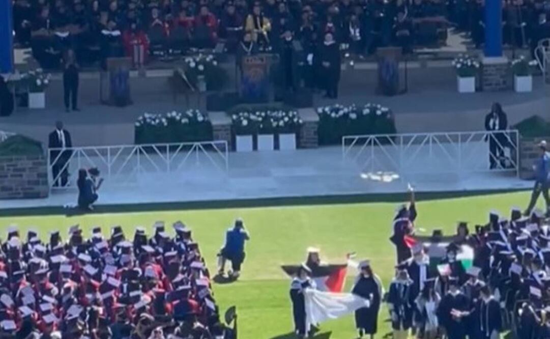 Decenas de estudiantes abandonaron el domingo una ceremonia de graduación de la Universidad de Duke. Foto: Captura redes sociales