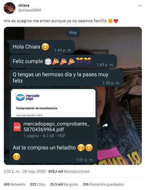 El tuit viral de Chiara. Fuente: captura de pantalla de Twitter
