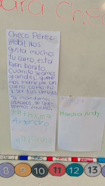 Checo Pérez: Niños de preescolar le escriben tierna carta al piloto mexicano