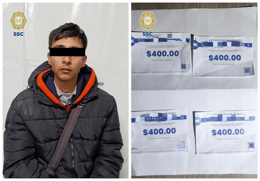 Detienen a sujeto por presunta venta de boletos de estacionamiento apócrifos. Fotos: Especiales