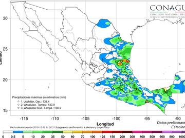 Fuertes lluvias con actividad eléctrica en estados del noreste