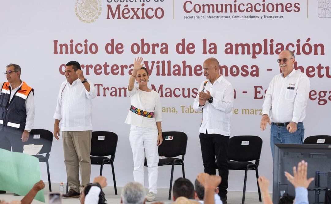 La presidenta Claudia Sheinbaum Pardo encabeza el Inicio de obra de la ampliación en la carretera Villahermosa - Chetumal, en Macuspana, Tabasco. Foto: Hugo Salvador / EL UNIVERSAL
