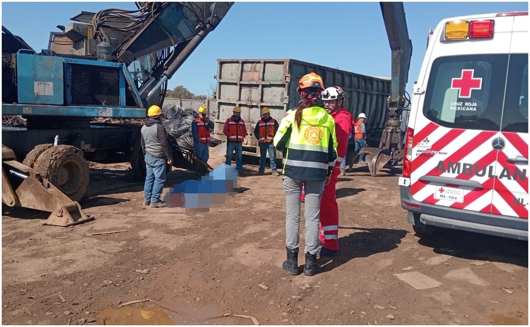 El accidente se reportó en la compañía BRX Recycling, ubicada en el municipio de Escobedo, Nuevo León (24/01/2025). Foto: Especial