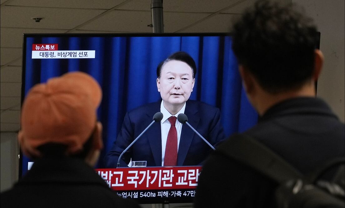 Yoon Suk-yeol, presidente de Corea del Sur en un mensaje a la nación. Foto: AP
