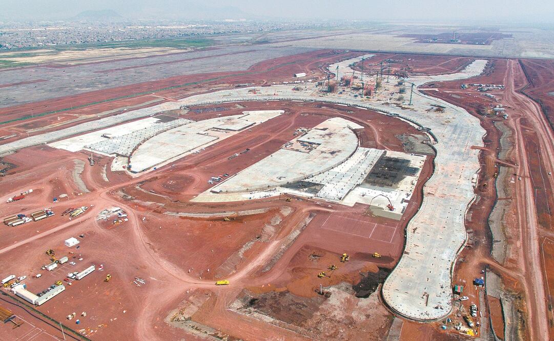 Nuevo Aeropuerto Internacional de México, vista del avance de obras hasta donde llegaron. Archivo