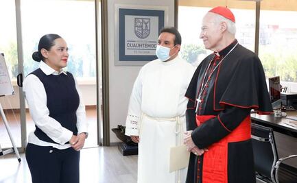 Sandra Cuevas recibe al Arzobispo Primado de México en alcaldía Cuauhtémoc
