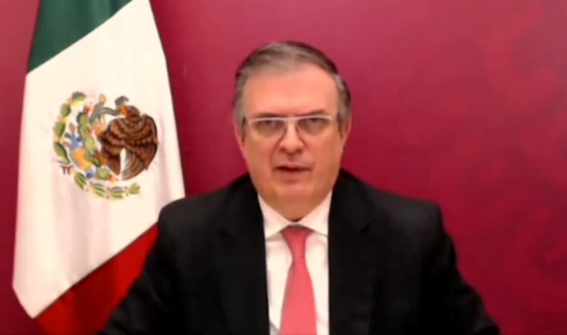 El secretario de Relaciones Exteriores, Marcelo Ebrard, afirmó que es difícil el apoyo de México a un intento de respuesta bélica en contra de Rusia. Foto: tomada de video
