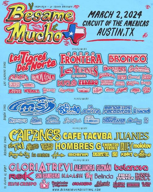 Festival "Bésame mucho"  tendrá lugar el 2 de marzo del 2024 en Austin, Texas.
Foto: Instagram, vía @belanovaoficial