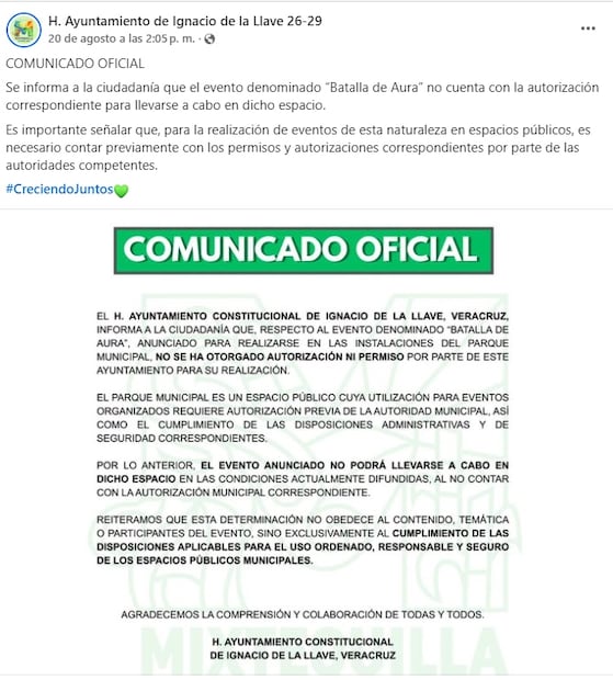Cancelan batalla de “farmear aura” en Veracruz. Foto: Captura de pantalla