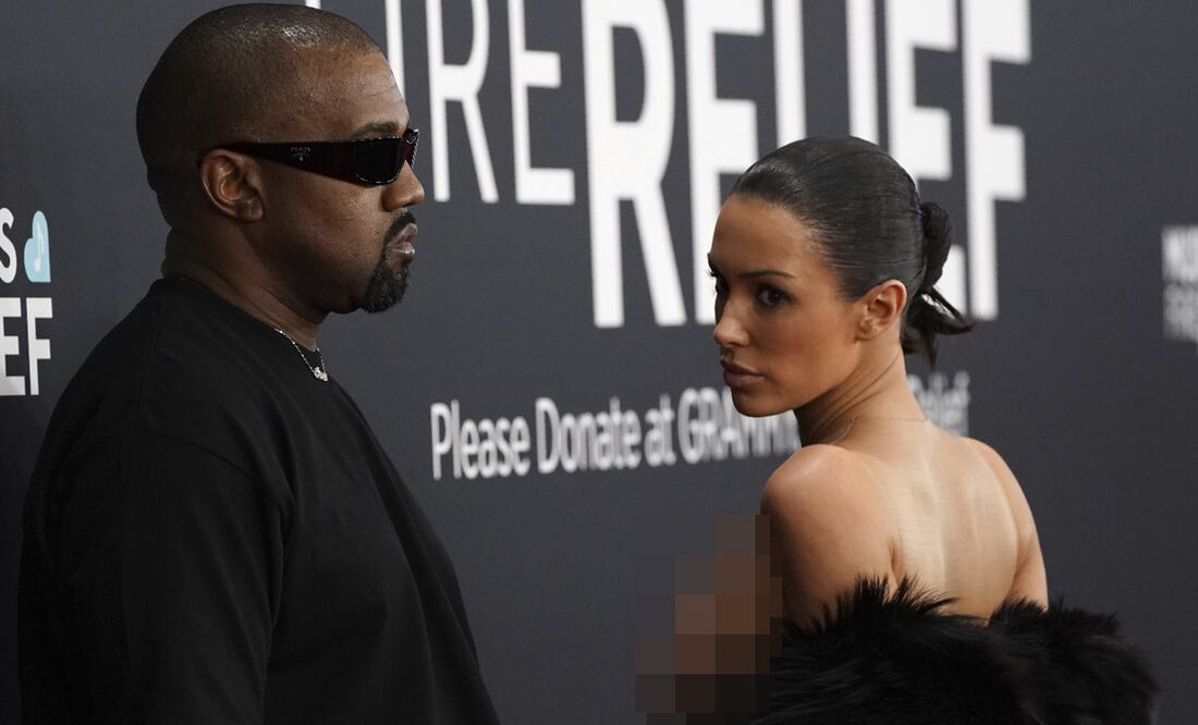 Bianca Censori y Kanye West en los Grammy 2025. Foto: AP.