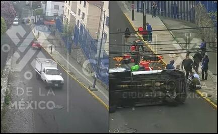 En vez de rapiña, vecinos ayudan a levantar mercancía de camioneta volcada en Tlalpan VIDEO