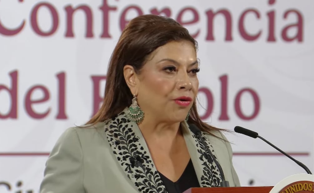 Clara Brugada, jefa de gobierno de la Ciudad de México, durante la mañanera del 27 de noviembre del 2025. Foto: Captura de pantalla